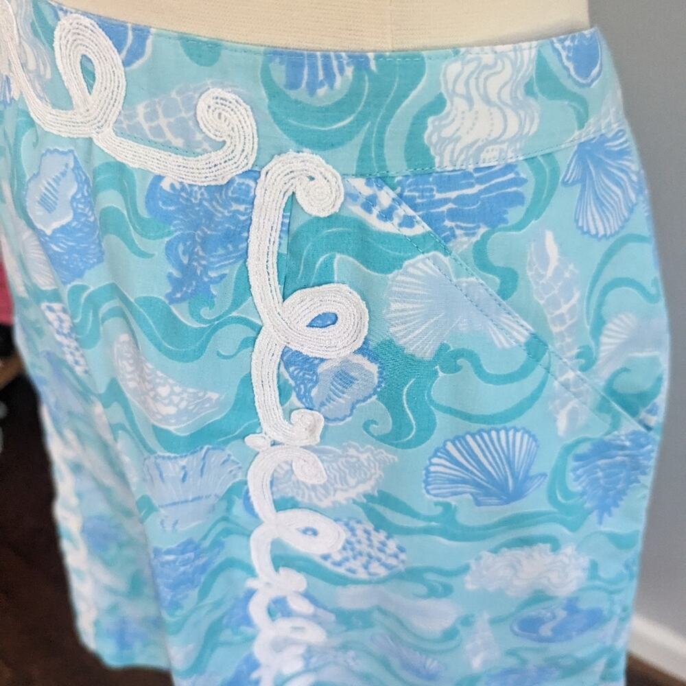 Women's Vintage Blue Seashell Lace Skirt Approx XL - Picture 6 of 9